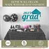 2025 Grad Teal High Standards Grad with Graduation Hat Art Vinyl Wall Decals Stickers for Party Decor