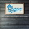 Class of 2020 Graduate with Swoop and Graduation Cap Vinyl Wall Stickers Great for Graduation Party Sign Decor in Bayou Blue