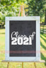 Class of 2021 Wall Art Vinyl Decal Stickers for Graduates, Graduation Party Decor Chalkboard white