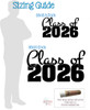 Class of 2026 Graduation Decoration Wall Sticker Art Party Decor sizing