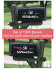 Monogram Mailbox Decals Vinyl Stickers Custom Lettering with Curls — Black mailbox with white and red personalized decals,