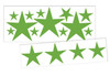 Variety Star Wall Stickers Shapes Vinyl Decals, 16 pc, 8inch-2inch — Bright green star shapes on a white background, varying