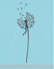 Single Dandelion Wall Decor Vinyl Decal Stickers with Floating Petals, 7x24