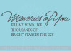 Memories of You Memory Wall Decal Saying Sympathy Vinyl Stickers Words
