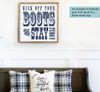 Kick Off your Boots and Stay Awhile Western Room Decor Decal Stickers example of sticker on a wood board - Deep Blue