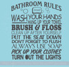 Bathroom Wall Decals Quote Rules Subway Art Vinyl Sticker Bath Letters — Light blue wall decal with black text listing