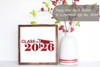 Class of 2026 with Grad Hat Art Wall Decal Sticker for Graduation Party Sign Door Decor Red