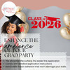 Class of 2026 Wall Vinyl Decals Sticker Decor with Graduation Cap Art — Graduation-themed wall art with balloons, text, and