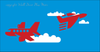 Airplanes and Clouds Boys Wall Art Vinyl Decals Red and White