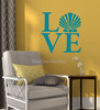 Love with Clam Shell Wall Decals Sticker Beach Wall Words Teal