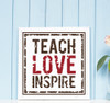 Teach Love Inspire Teacher Tile Design School Wall Decals ChBrown and Red