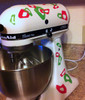 Tiny Leopard Print Rings and Dots, Glossy Vinyl Stickers Decals Hot Pink & Lime Green on Kitchen Mixer