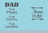 RTIC or Yeti Tumbler Mug Decals Mama Bear & Dad Legend Vinyl Stickers