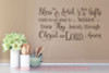 Bless Us O Lord.. Vinyl Sticker Wall Decal Religious Prayer Wall Words-Chocolate Brown