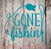 Gone Fishing Wall Art Vinyl Sticker Decals for Fisherman Cabin Decor Turquoise