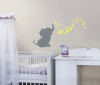 Elephant with Bubbling Dots Vinyl Wall Decals Stickers for Baby Nursery Wall Decor-Storm Gray, Yellow