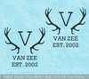 Custom BeanBag Board Decals Stickers Antlers Monogram Letter Name Date