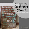 Farming Rules Subway Art Wall Lettering Quotes Vinyl Decal Sticker — Wooden sign with stenciled text in white and teal on