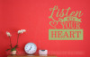 Listen With Your Heart Inspirational Wall Art Decal Word Art For Walls-Olive Green