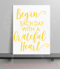 Begin Each Day Grateful Vinyl Lettering Decals Wall Quote Stickers for Home Kitchen Decor Yellow