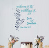 Welcome to the Wedding of Personalized Wall Decals Vinyl Lettering Sticker Art Wed Reception Decor Teal DeepBlue