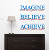 Imagine Believe Achieve Inspirational Vinyl Lettering Decals Wall Sticker Art School Decor Quote-Traffic Blue, Red