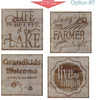 Stencil Sticker Decals for 12x12 Board Painting Parties, 4 Designs — Four rustic wooden signs with inspirational quotes in