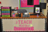 Teacher Sayings I Teach, What's Your Superpower Vinyl Lettering Wall Sticker Decal School Decor Quote-Hot Pink, Celadon