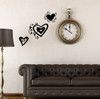 Heart Swirls Vinyl Art Decals Wall Stickers Girls Room Decor 3pc Set-Matte Black