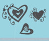 Heart Swirls Vinyl Art Decals Wall Stickers Girls Room Decor 3pc Set