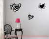 Heart Swirls Vinyl Art Decals Wall Stickers Girls Room DÃ©cor 3pc Set-Black