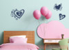 Heart Swirls Vinyl Art Decals Wall Stickers Girls Room Decor 3pc Set-Deep Blue