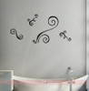 Modern Doodle Swirls Vinyl Art Stickers Wall Decals Home Decor 4pc Set-Black