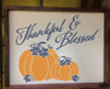 Thankful Blessed Pumpkins Autumn Fall Wall Decals Vinyl Stickers-Deep Blue, Rust Orange