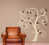 Large Curly Tree with Abstract Leaves Vinyl Art Decals Wall Sticker-Beige, Black