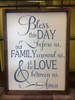 Bless This Day Family Love Kitchen Wall Decals Vinyl Lettering Stickers Deep Blue on wood sign