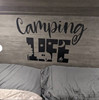 Camping Life RV Accessories Wall Stickers Decor Camper Art Quote Decals — Black wall decal with "Camping Life" text, trees,