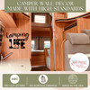 Camping Life RV Accessories Wall Stickers Decor Camper Art Quote Decals — Die-cut black lettering on a wooden wall in a