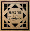 Bless Our Farmhouse Vinyl Sticker Wall Art Decals with Quilt Pattern-Black