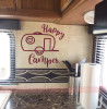 Happy Camper Wall Art Stickers Vinyl Lettering Decals for RV Decor-Burgundy