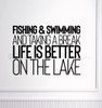 Life Is Better On The Lake Vinyl Lettering Stickers Summer Wall Quotes-Black