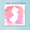 Option 1 Home State Personalized Home Decor 10x10 Canvas Wall Art Ready to Hang-Teal and Pink