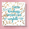 Throw Happiness Confetti Inspirational Canvas Print Modern Art Wall Decor — White square sign with gold glitter accents and
