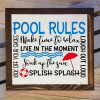 Pool Rules Vinyl Lettering Stickers Wall Art Decals Summer Quotes-Traffic Blue, Black, Cherry Red