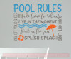Pool Rules Vinyl Lettering Stickers Wall Art Decals Summer Quotes-Bayou Blue, Castle Gray, Orange