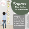 Llama Growth Chart Canvas Print Kids Wall Art Height Ruler — Hanging growth chart with illustrations on a cream canvas,