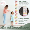 Wood Topped Chevron Height Ruler Printed on Canvas Growth Chart — Colorful growth chart on wall with child standing beside
