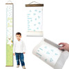 Light Green, White Canvas Print Height Ruler Chart Nursery Wall Hanging — Colorful growth chart with geometric patterns,