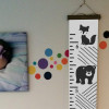 Black White  Forest Animals Canvas Print Height Ruler Wall Art With wood edging
