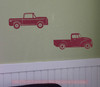 2 Antique Vintage Trucks Vinyl Art Stickers Old Pickup Wall Decals-Burgundy